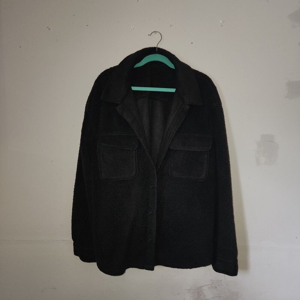 No Boundaries Black Sherpa Shacket | XL